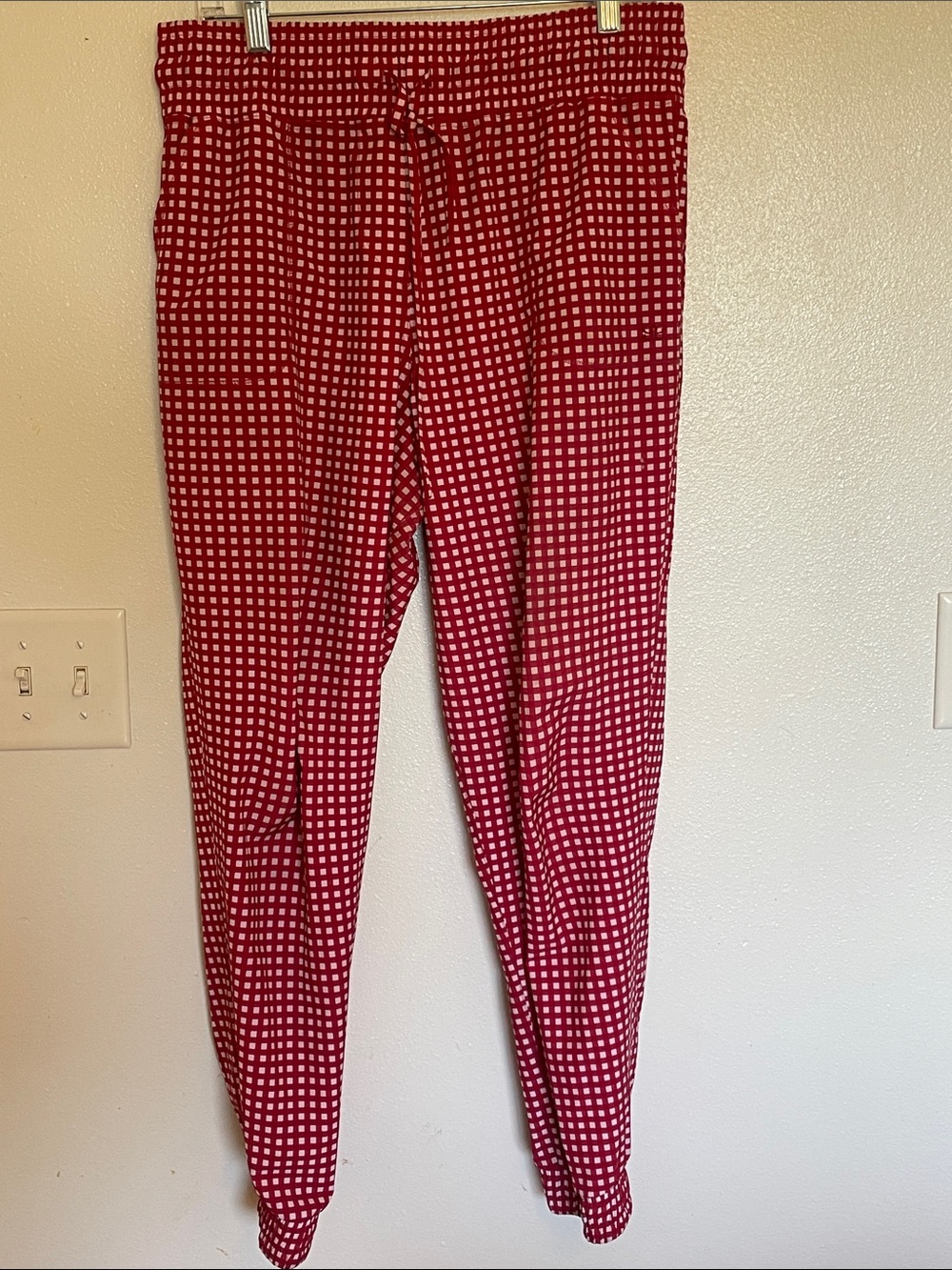 Albion Red and White Gingham Jogger Pants